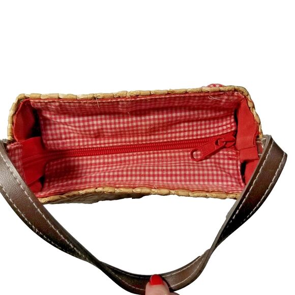 Tommy Hilfiger Handbag MCM Basket Weave Design Floral Check Accents Designer - Picture 6 of 7